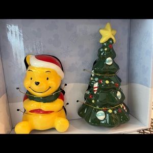 Ceramic Winnie the Pooh Christmas Salt and Pepper Shakers